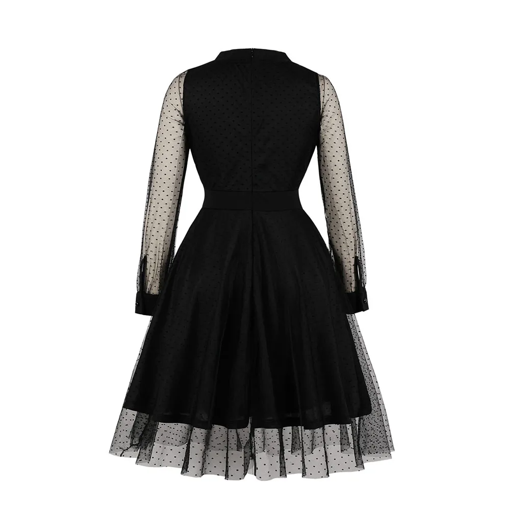 Готическое женское осеннее платье с длинным рукавом лоскутное v-образным вырезом