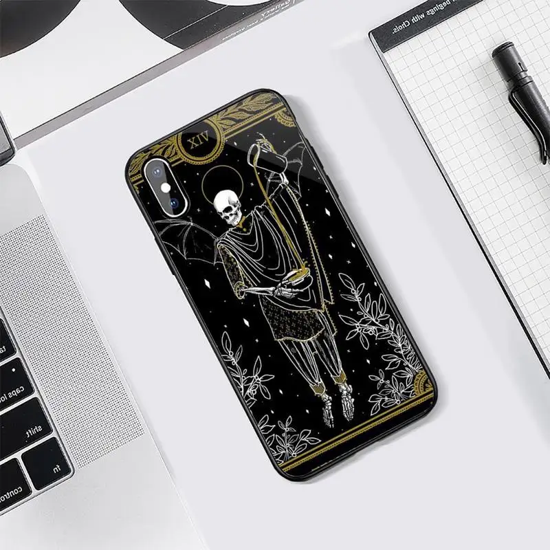 

Tarot Skull pattern Phone Cases Tempered glass For iphone 5C 6 6S 7 8 plus X XS XR 11 PRO MAX