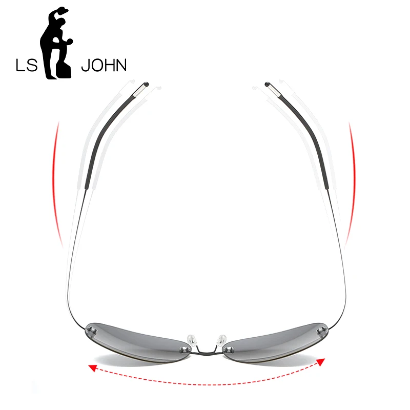 Мужские и женские очки авиаторы LS JOHN солнцезащитные без оправы из титанового