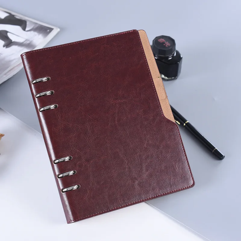Блокнот из ПУ кожи с 6 кольцами обложки для журнала бизнеса офиса A5 записная