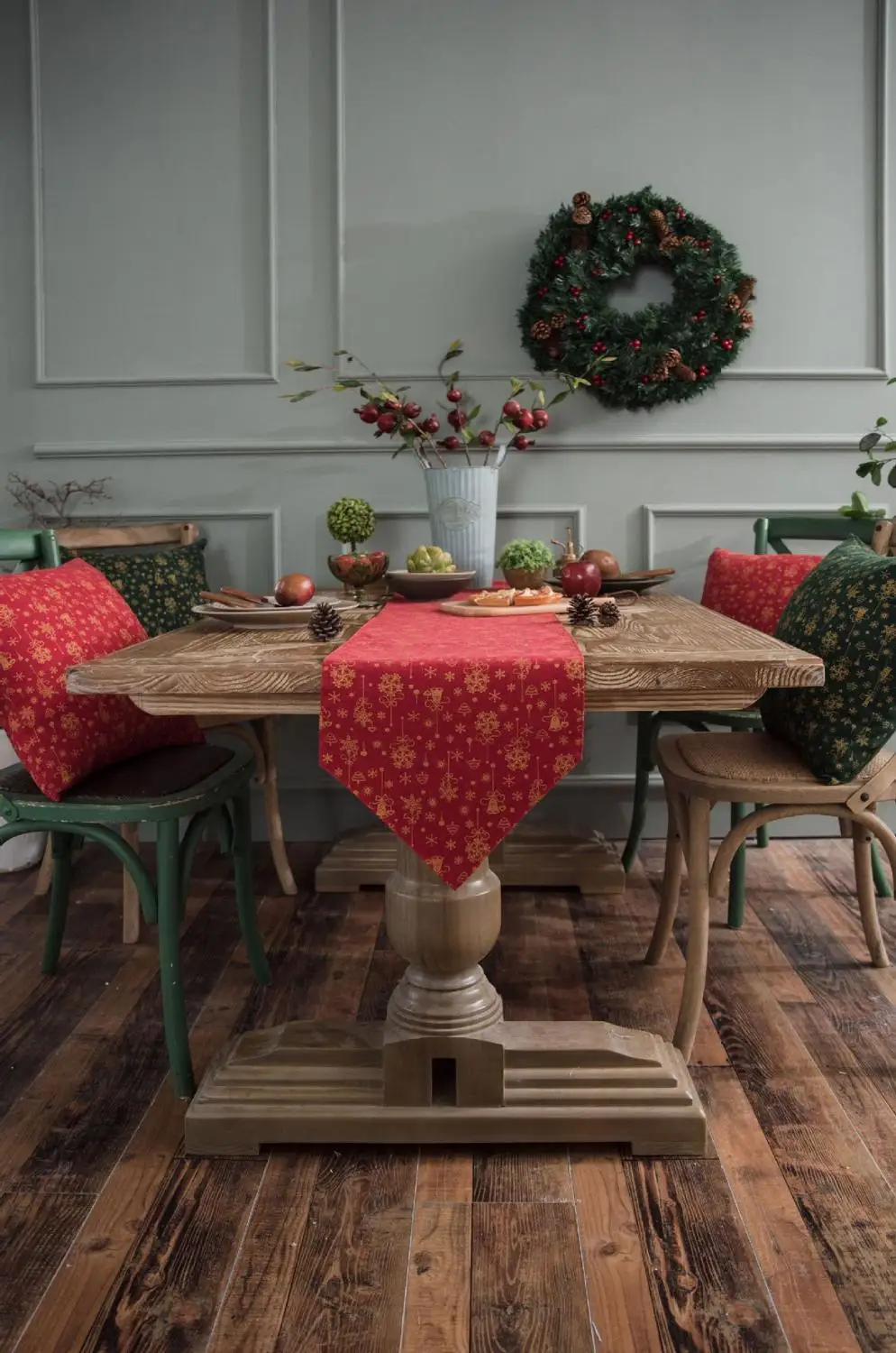 Рождественский зеленый стол Баннер процесс бронзирования журнальный столик