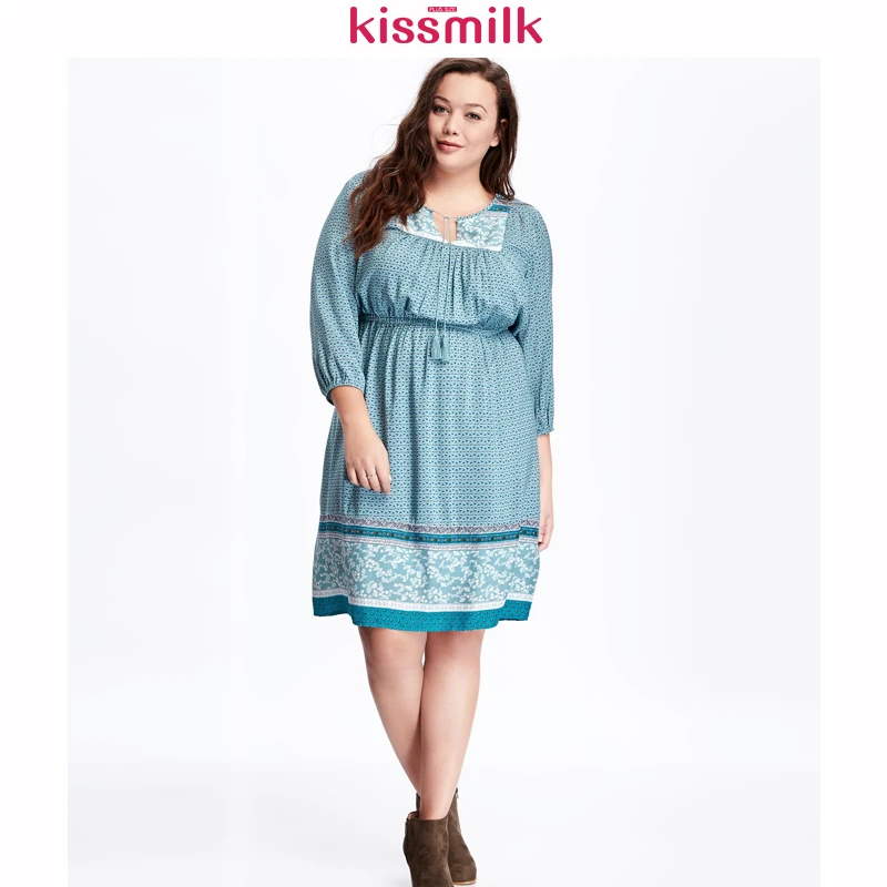 Kissmilk плюс размер элегантное платье в стиле бохо большого размера с высокой