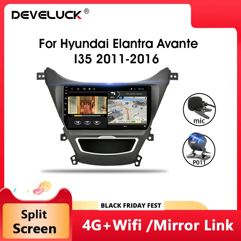 

Android 9.0 Car Radio GPS Navigaion For Hyundai Elantra Avante I35 2011-2016 Multimedia Player 4G Split Screen Floating Window