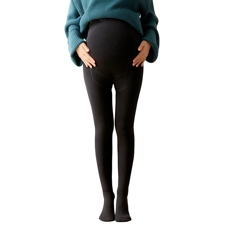 

025# Winter Thicken Warm Plus Velvet Maternity Tights Adjustable Belly Pantyhose Clothes for Pregnant Women Pregnancy Bottoming