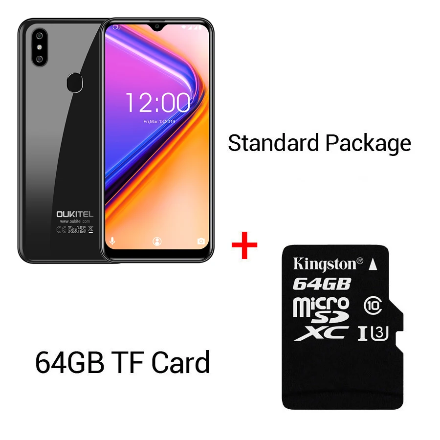 Black N 64GB Card Мобильный телефон OUKITEL C15 Pro+ 6,088 ''19:9 Android 9,0 Pie 3 ГБ 32 ГБ MT6761 с каплями отпечатков пальцев для распознавания лица 5G WiFi 4G - Цвет: Black N 64GB Card