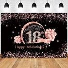Розовый фон для фотографий 18-й вечеринки в честь Дня рождения для девочек и мальчиков воздушный шар фон для фотографирования баннер декоративный реквизит