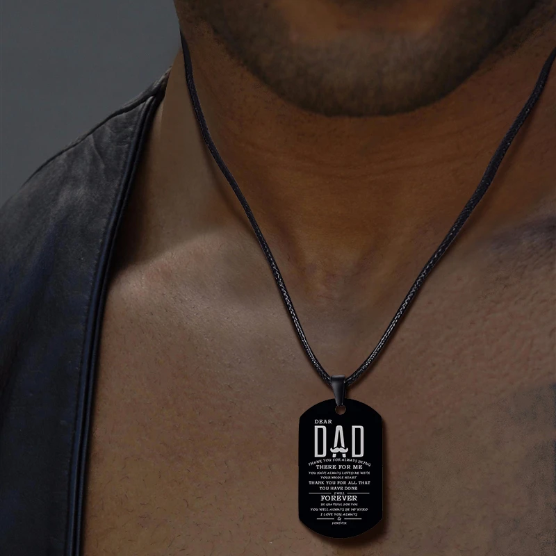 

MENS PERSONALIZED DOG TAG NECKLACE HUSBAND DAD GIFT ENGRAVED NECKLACE GIFT FOR DAD CUSTOM DOGTAGS WITH 24INCH CHAIN