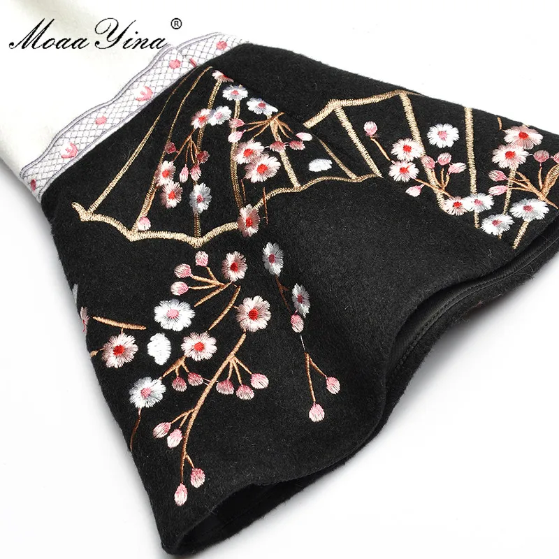 Женское шерстяное пальто MoaaYina теплое дизайнерское с воротником из кроличьего