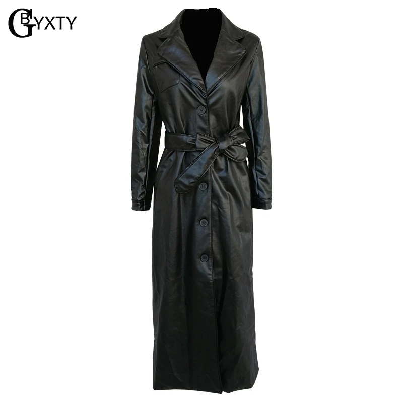 GBYXTY dames regenjas Женская ветровка из искусственной кожи с зубчатым воротником
