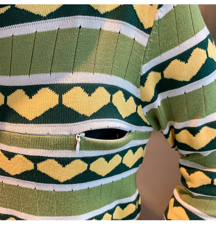 Winter Postpartum Women Knitting Two-piece Lactation Set Stripe Love Patterns Nursing Sweater+Pencil Skirt Breastfeeding Twinset |