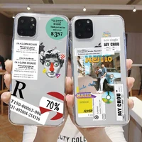 funny newspaper dollar mojito phone case for iphone 11 12 13pro max mini xs xr 7 8plus soft transparent protection phone cover