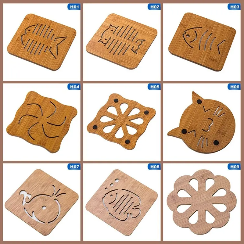 

Multishaped Wooden Coasters Table Mats Drink Coaster Table Placemats Creative Coffee Mug Cup Coasters Heat-resistant Nonslip Pad