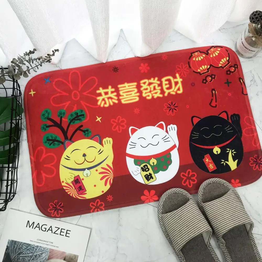 Приносящий удачу кошка напольный коврик ковер Декор Спальня Придверный коврики |