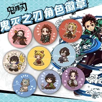 demon slayer figures badges 58mm anime thing pins tinplate nidou tanjiro butterfly mange badge gift jewelry backpack decorations