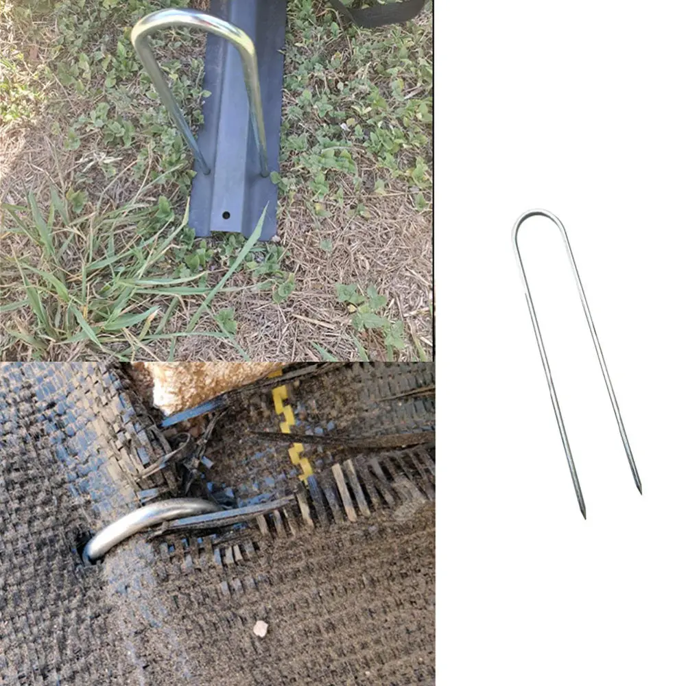 

4pcs U Shape Tent Stake Garden Edging Fence Hook Steel Peg Camping Stake