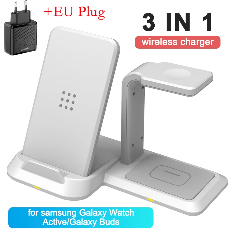 

3 in 1 Wireless Charger Dock Station 10W Fast Charging For Samsung Note 20 10 9 8 S10 S9 S8 Plus Galaxy Watch Active/Galaxy Buds