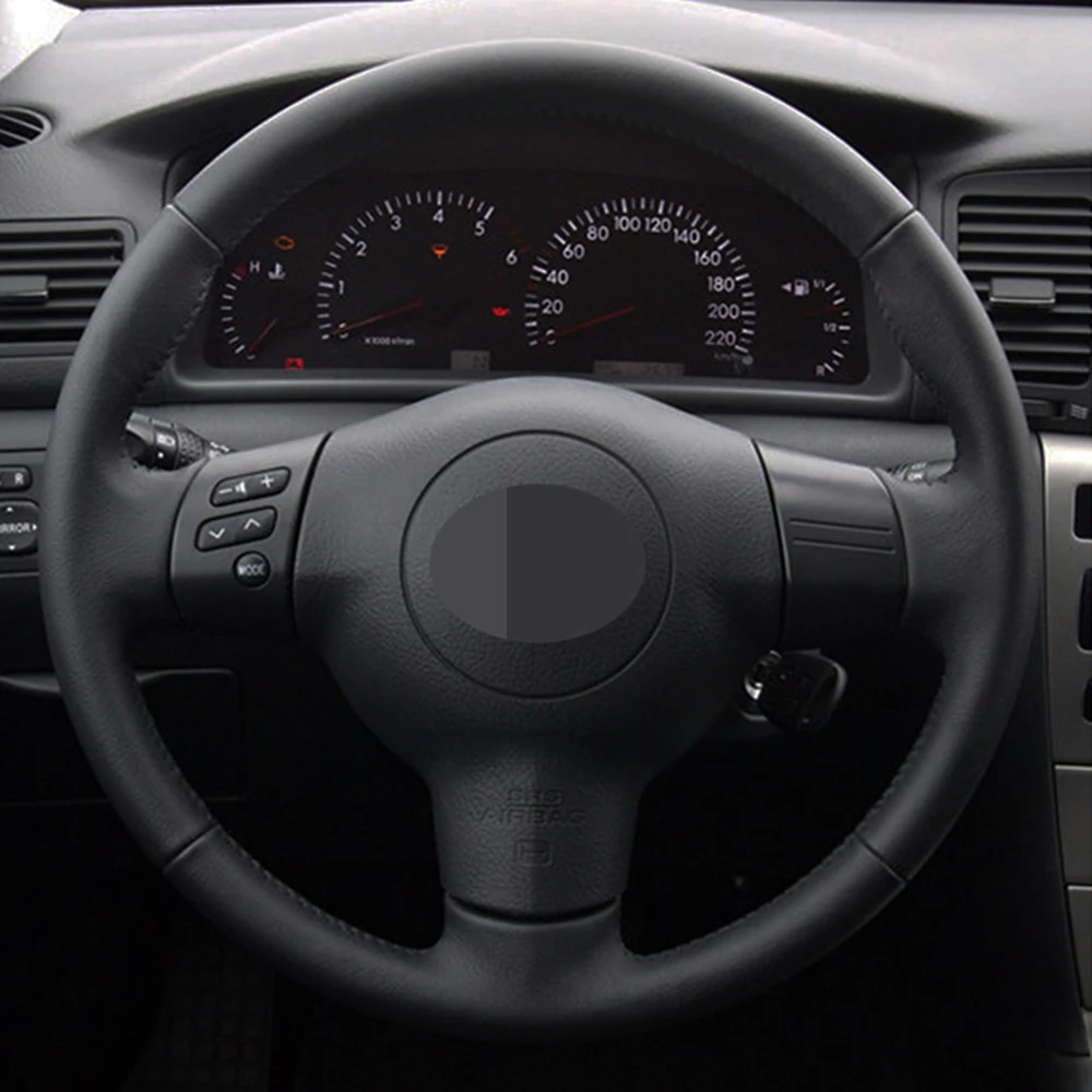 Чехол рулевого колеса автомобиля ручной работы из натуральной кожи черного