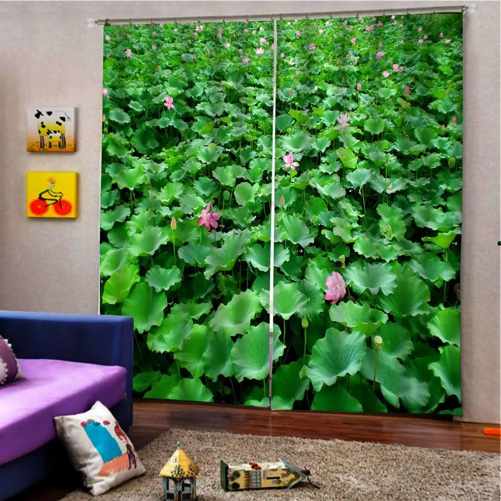 HD картина лотос лист пруд цветок растение большая оконная занавеска для гостиной