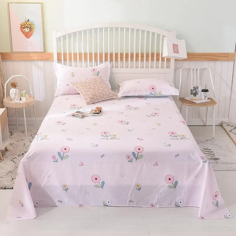 

100% Cotton Stripe Print Flat Sheet For Children Adults Single Double Bed Flat Bedsheets (No Pillowcase) XF731-22