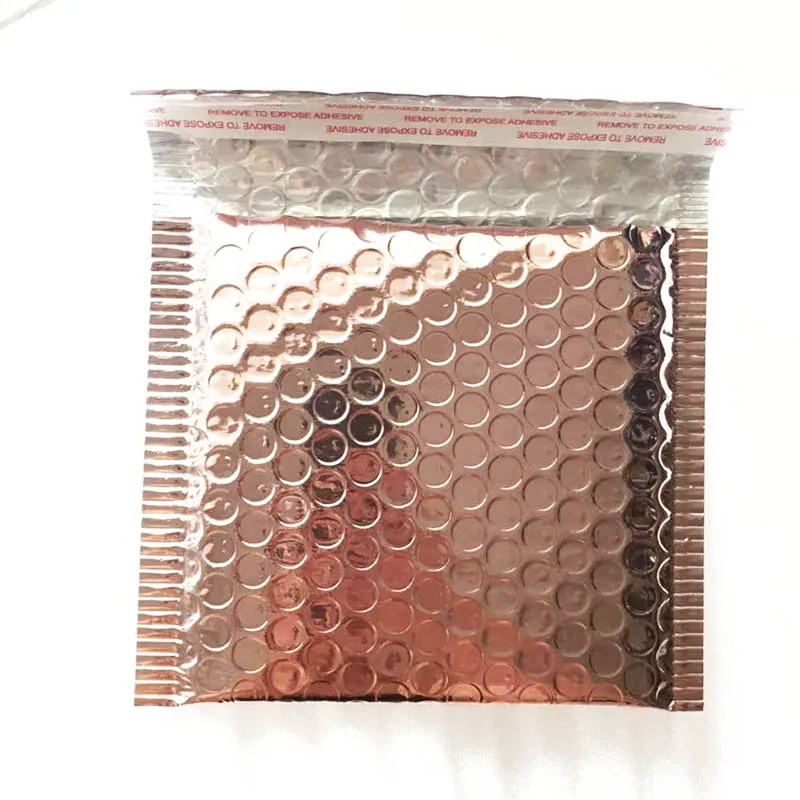 Rose gold 50 шт./лот Пузырьковые конверты, сумки для почтовых отправлений, мягкий конверт для доставки, пузырьковый почтовый пакет, бизнес-товары, 15*13 см+ 4 см - Цвет: Rose gold