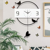 creative large wooden wall clocks 3d quartz silent pendulum clock for home decoration bedroom living room nordic modern design