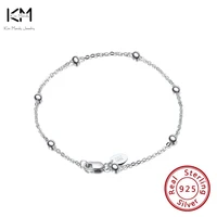 kiss mandy new fashion real 925 sterling silver round beads satellite chain bracelet for women simple adjustable bracelet sb67