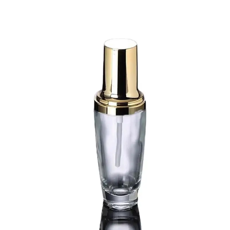30ML transparent glass bottle with golden press pump for serum/lotion/foundation/emulsion  Cosmetic Packaging