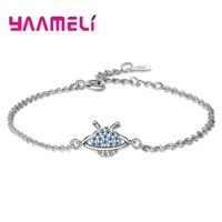 korean 925 sterling silver zircon blue star cat cubic zircon bracelets for women gift present simple wristband chain jewelry