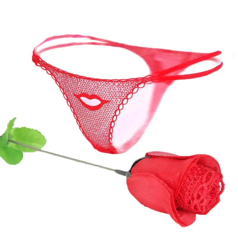 

12pcs/lot Creative Rose G String Sexy Hollow Out Lady Thongs Red Lace T-back Low-Rise Women Underwear Panties 30