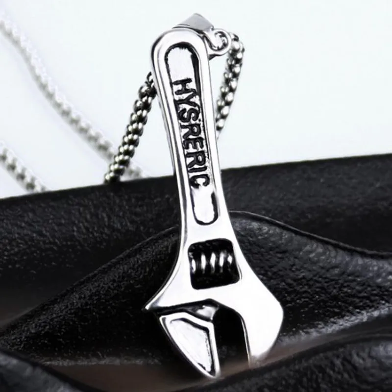 

HNSP Punk Tool Wrench Pendant Chain Necklace For Men Male Power Jewelry Gift Wholesale