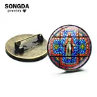 SONGDA замечательные Броши с узором в виде окон с изображением роз тема Нотр-дама Парижского собора стеклянный купол на лацкан значки Рождественский подарок