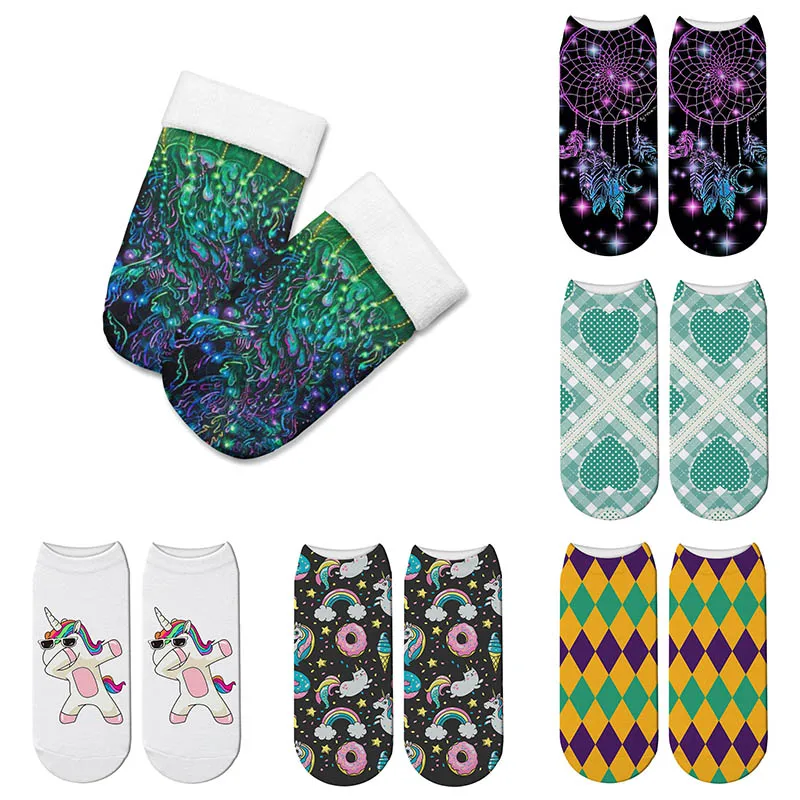 Женские хлопковые носки с единорогами рисунками зверей из мультфильмов