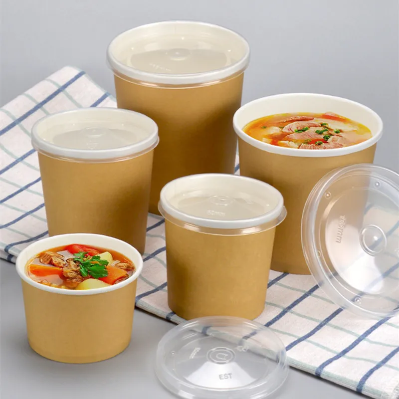 50 шт высокое качество одноразовые крафт бумаги чаша 260 мл Круглый салат десерт