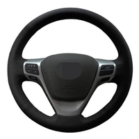 car steering wheel cover diy hand stitched black genuine leather for toyota verso ez avensis