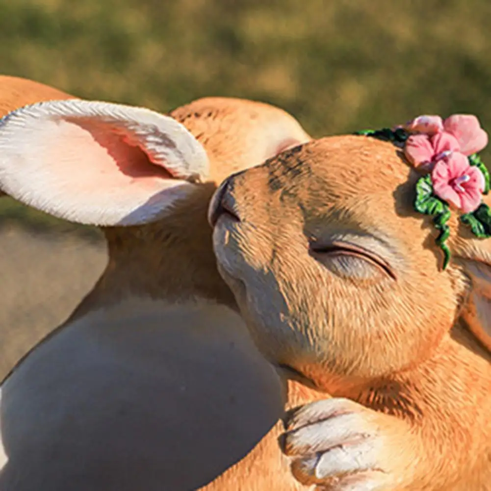 

Flower Pot Shatter-proof Sturdy Resin Couple Flower Bunny Sculpture Vase for Garden Yard Ornament Craft Home Decoration
