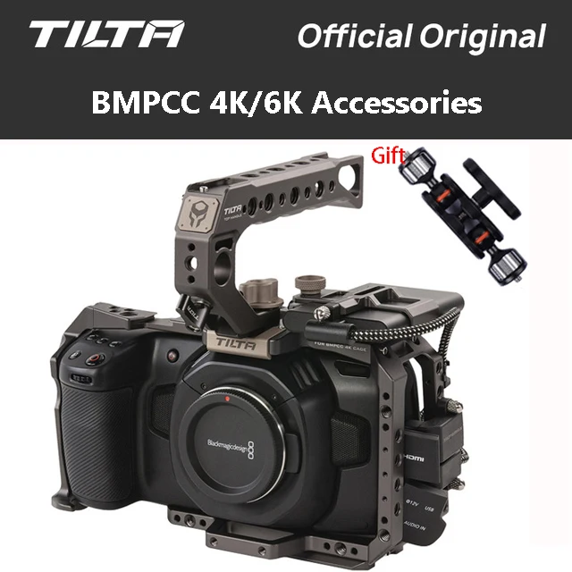 

Tilta BMPCC 4K 6K Камера клетка TA-T01-B-G SSD диск держатель полный клетка из футляра верхней ручки для BlackMagic BMPCC 4K 6K Tilta серого цвета