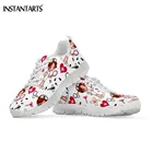 Женские кроссовки на шнуровке INSTANTARTS, повседневные дышащие кроссовки для фитнеса и бодибилдинга на плоской подошве, с мультяшным рисунком, дизайнерский бренд