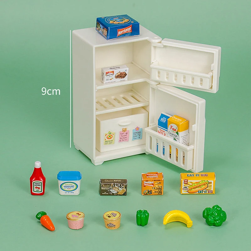 

16Pcs/set 1/12 Dollhouse Miniature Kitchen White Wooden Fridge Refrigerator Freezer For Dolls Bedroom Living Room Accs Kids Toy