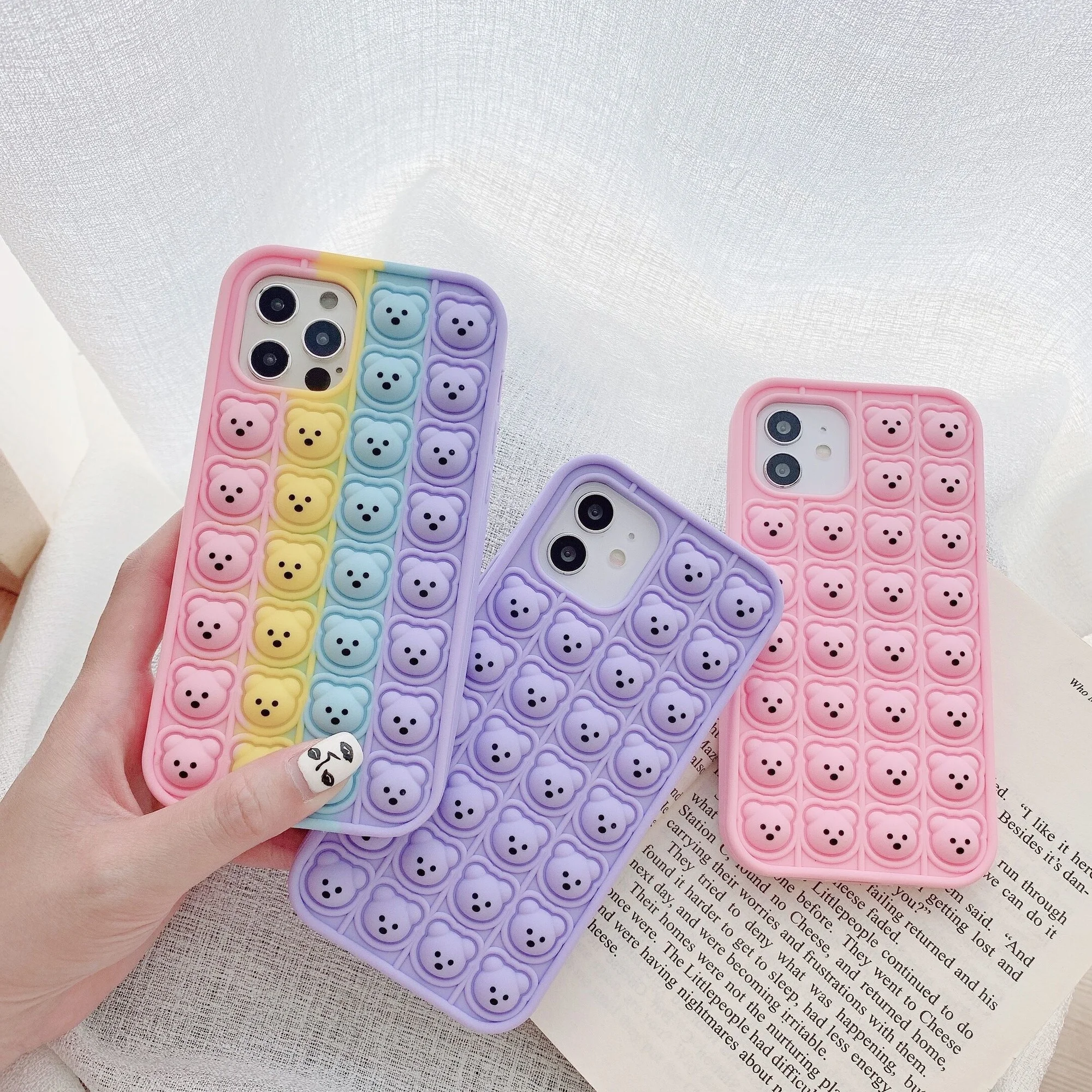 Телефонный чехол Korean Cute Cartoon Bear для iPhone 11 12 Pro MAX Mini X XS XR SE 6 7 8 Plus Soft Silicone Shockproof Back Cover.