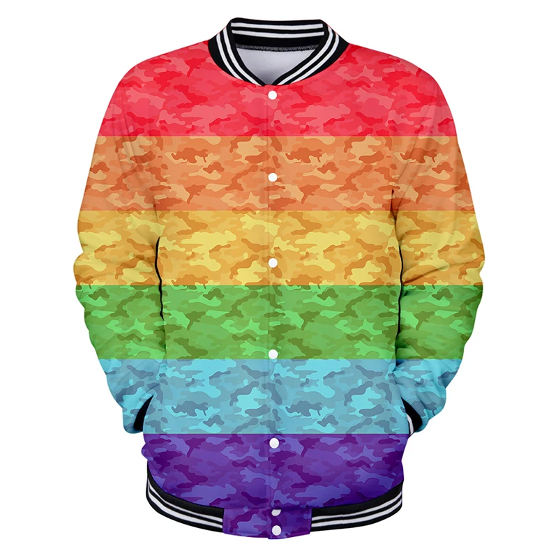 Бейсбольная куртка Gays пальто ЛГБТ Радужный Флаг для лесбиянок унисекс 3D принт