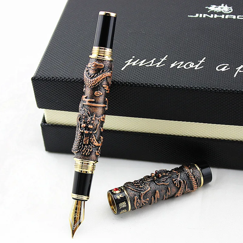 High Quality Luxury JinHao Dragon Fountain Pen Vintage 0.5MM Nib Ink Pens for Writing Office Supplies caneta tinteiro