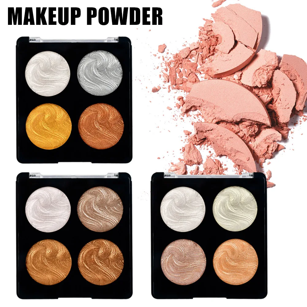 

4 Colors Makeup Highlighter Powder Palette Brighten Skin Glitter Stereo Highlighter Concealer ZGOOD