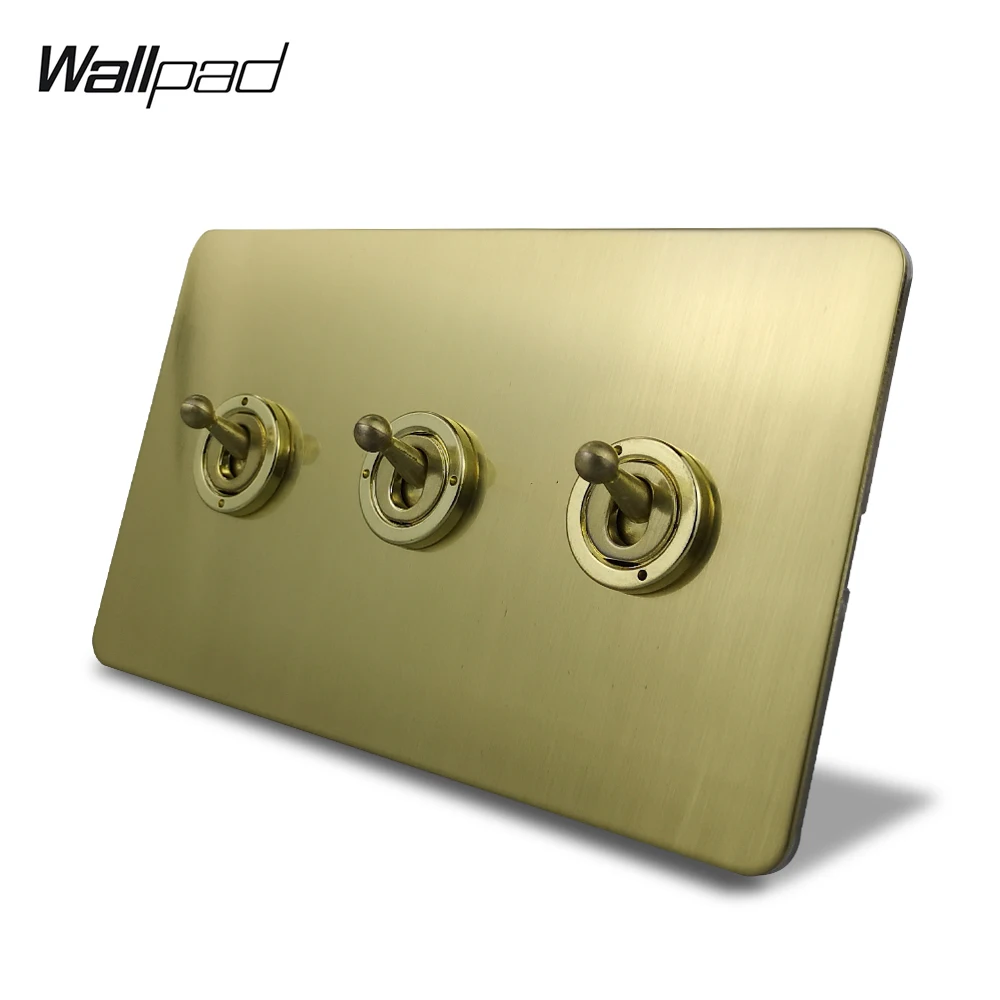 Wallpad сатиновый Золотой 3 банды 1 способ или 2 пути тумблер Электрический