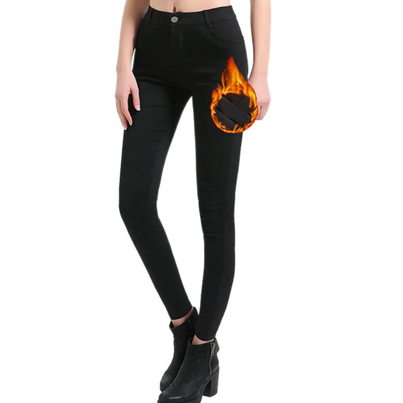 Женские узкие джинсы удобные теплые плотные пушистые женские зимние брюки