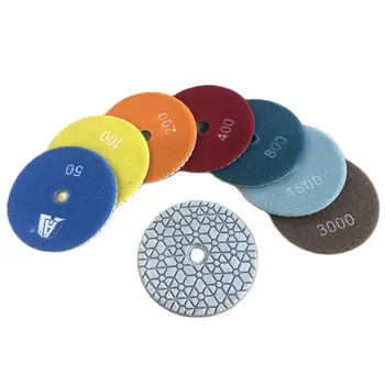7 Pieces 100mm Diamond Wet Polishing Pad Abrasive Disc For Grinding Cleaning Granite Stone Concrete Marble Ceramic Tile