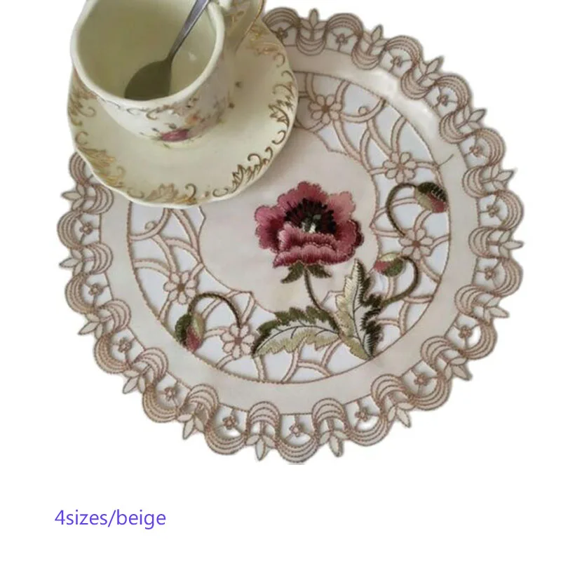 

HOT embroidery table place mat lace pad cloth placemat drink doily tea coffee coaster kitchen wedding cup mug dining glass pad