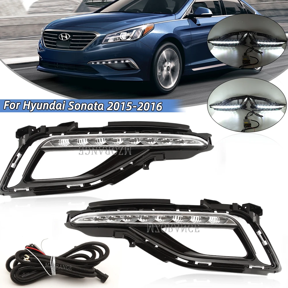 

Для Hyundai Sonata 9th 2015 2016 2017 светодиодный DRL Противотуманные светильник Габаритные огни светильник s переднего бампера Дневной светильник головн...