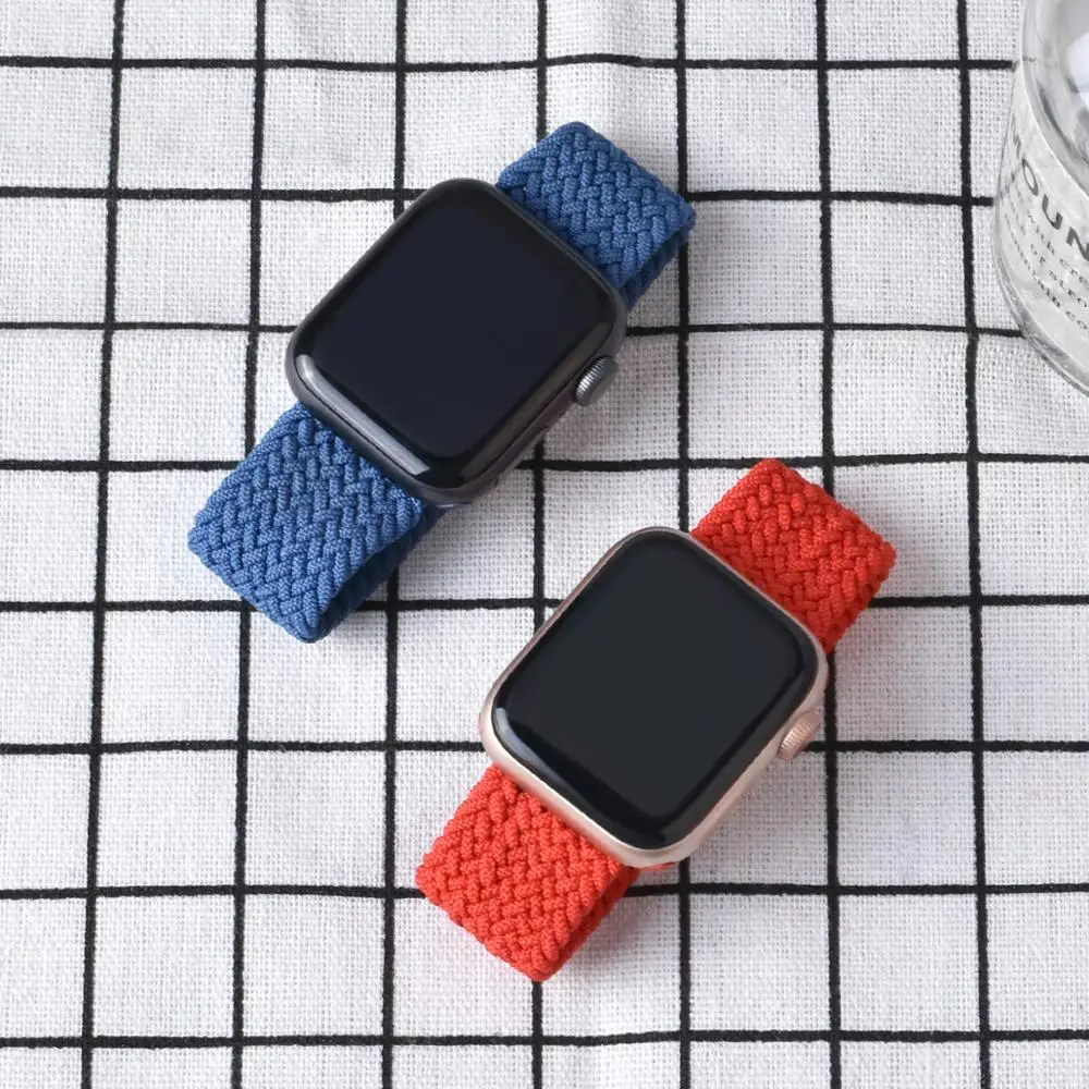 

2020 Braided Solo Loop Nylon fabric Strap For Apple Watch band 44mm 40mm 38mm 42mm Elastic Bracelet for iWatch Series 6 SE 5 4 3