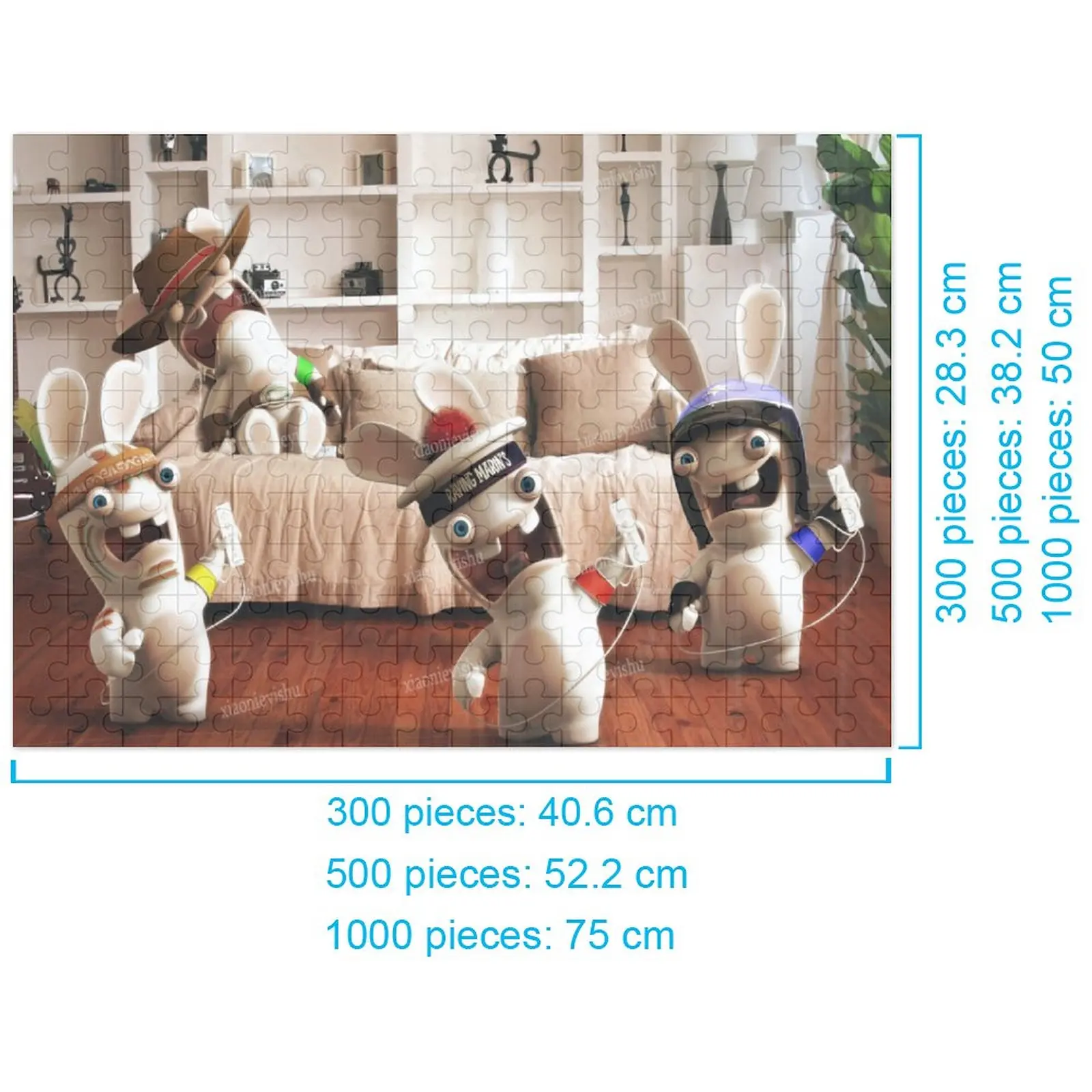 

Деревянный пазл с кроликом, 300, 500, 1000 шт., пазл, Семейная Игра, подарок, игрушка, комиксы, сложное украшение для стены