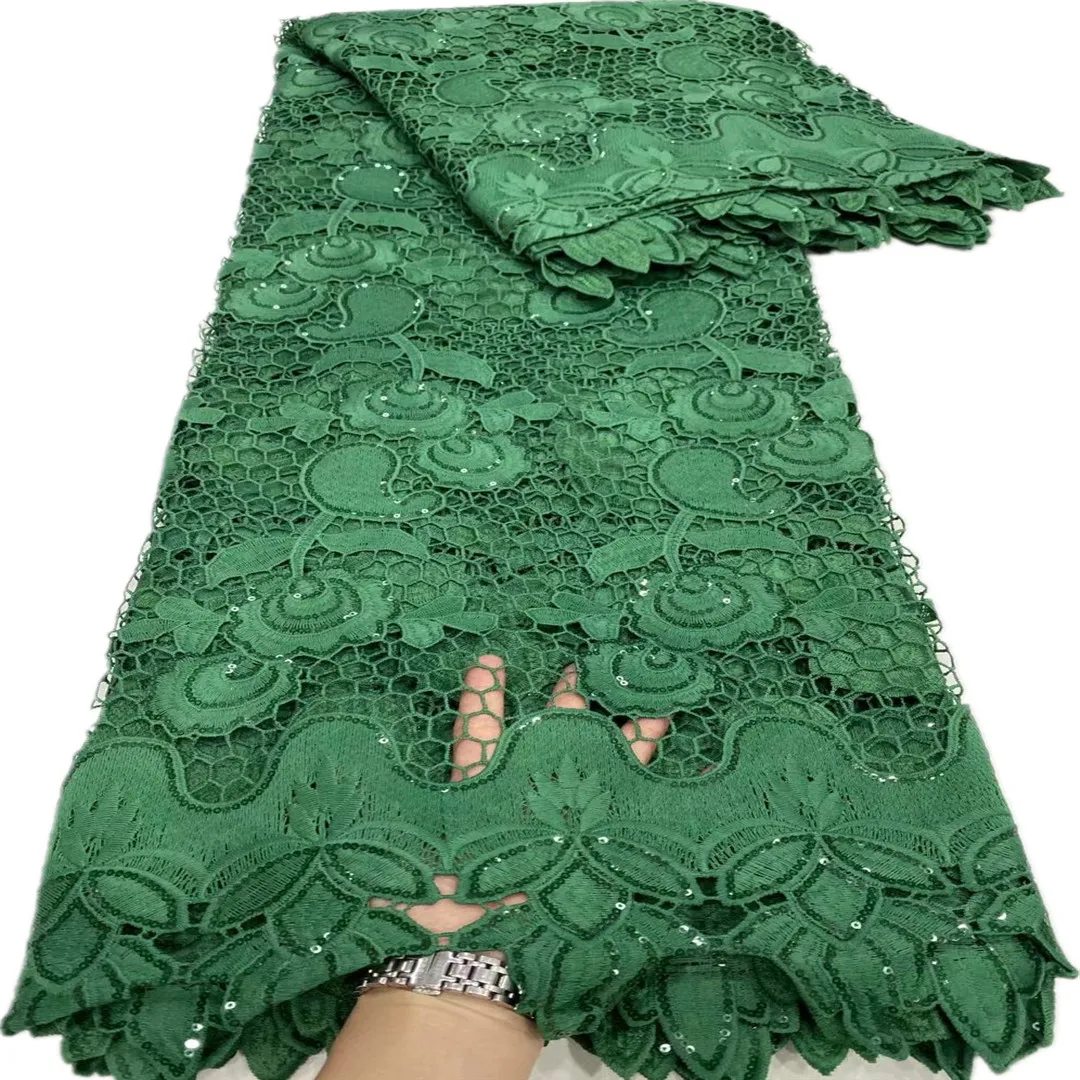 

2021 New Design African Lace Fabric High Quality French Milk Silk Cord Lace Embroidery Guipure Net Fabric With Sequins For Party